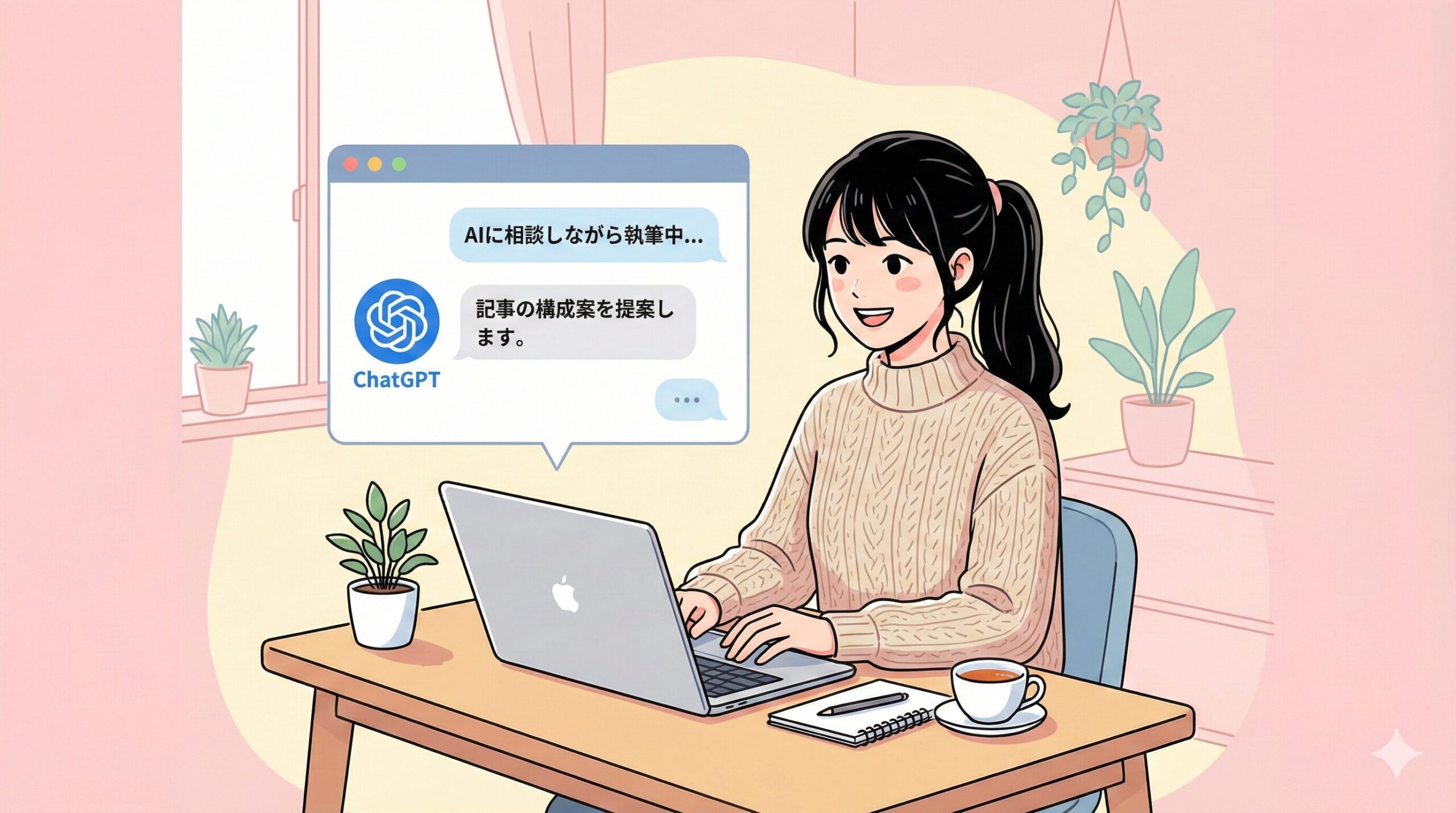 ChatGPTを使って記事を書くWebライターnanaのイラスト
