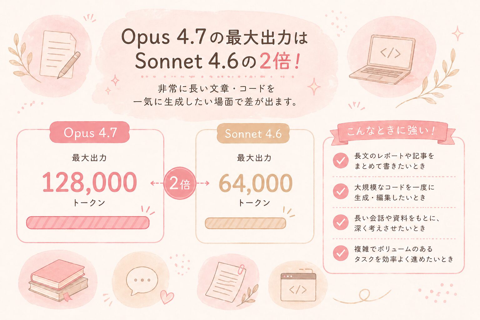 Claude Opus 4.7とSonnet 4.6のモデル比較イラスト