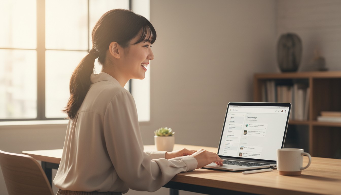 GeminiのノートブックとNotebookLMを使いこなす女性