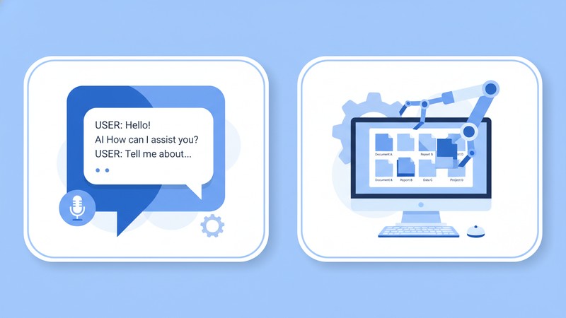AIエージェントと従来のAIチャットの比較図