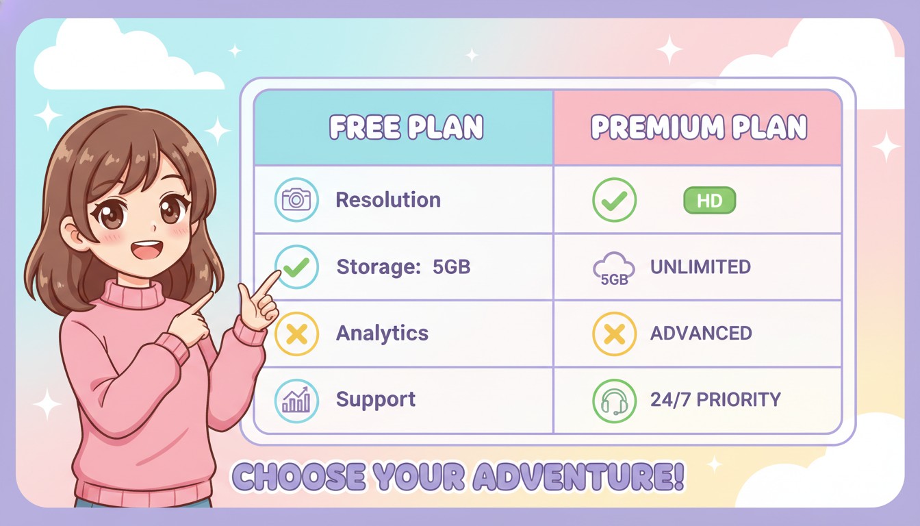 Claude無料版とProプランの機能比較表イラスト