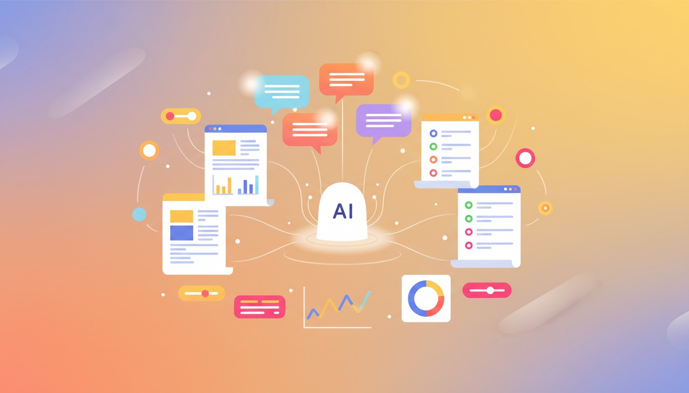 AIが会議の音声をリアルタイムで文字起こし・要約する仕組みのイラスト
