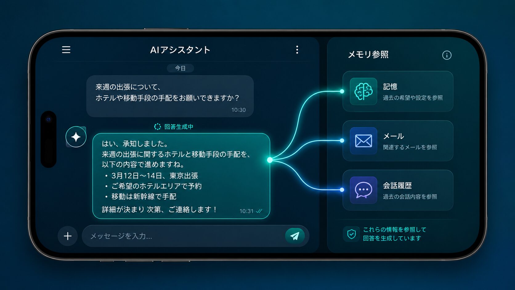 ChatGPT Memory Sourcesの仕組みを示すイラスト