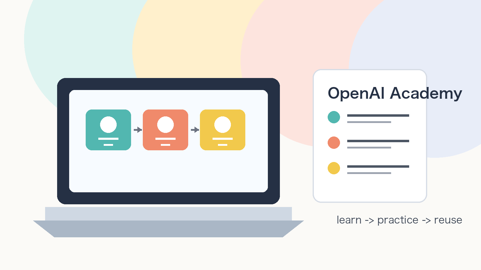OpenAI AcademyでAI講座を学ぶイメージ