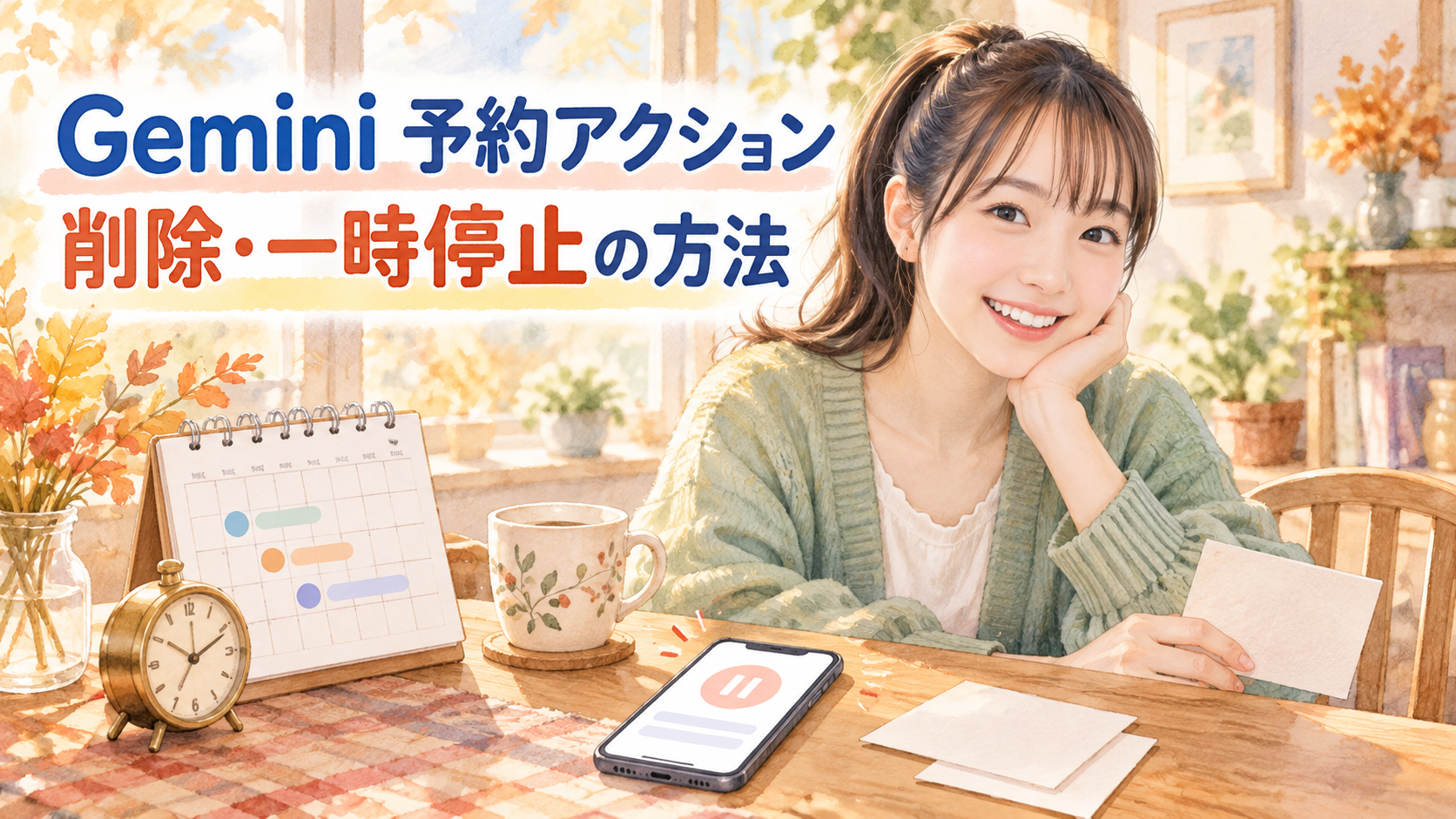 Geminiの予約アクションを削除・一時停止して毎日のルーティンを整理するイメージ